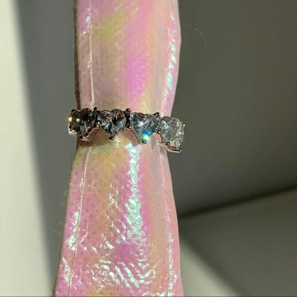 ❤️Heart Shaped Cut 5Pcs 0.5Ct Wedding Diamond Band